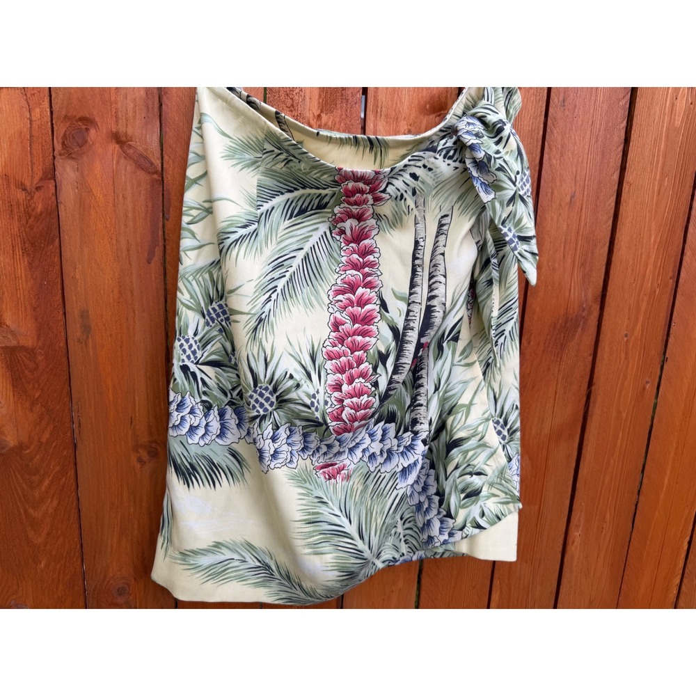 Tommy Bahama Women Silk Wrap Skirt Tropical Palm Pineapple Floral Print Small